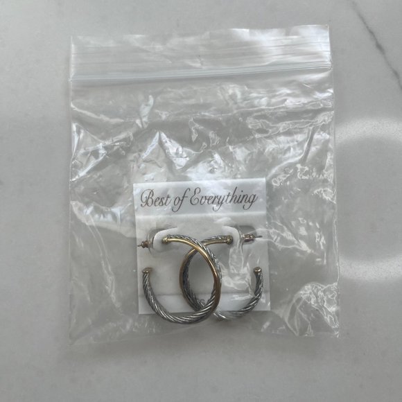 Silver and gold colored hoop earrings - Picture 7 of 7